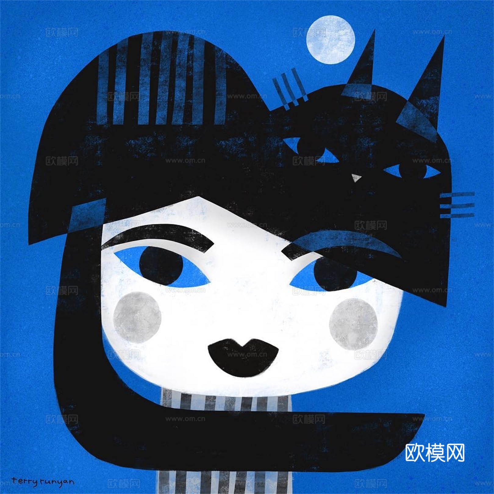 可爱动物手绘创意童趣插画猫咪动物插画治愈系插画可爱儿童插画下载