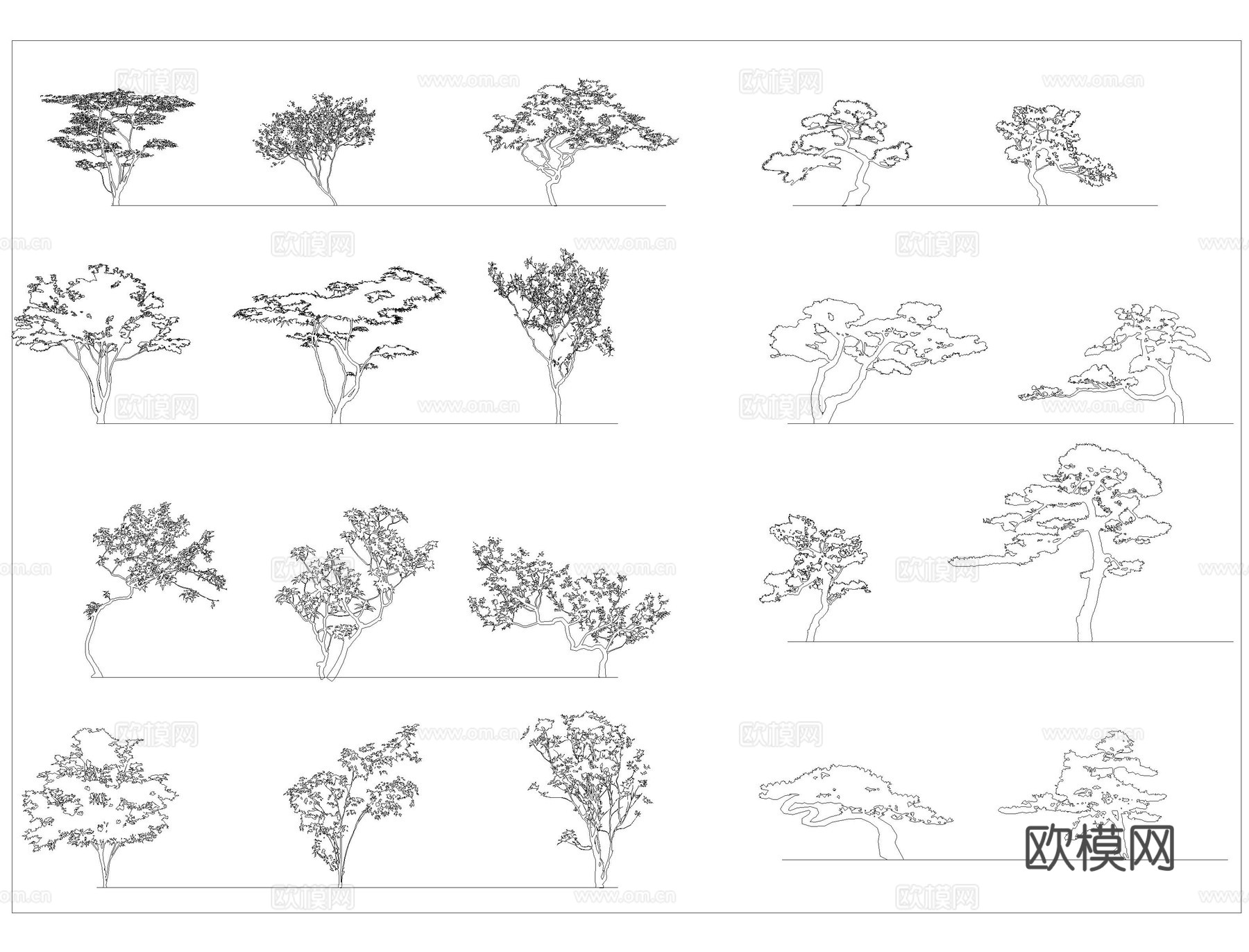 造型树CAD立面图库cad施工图