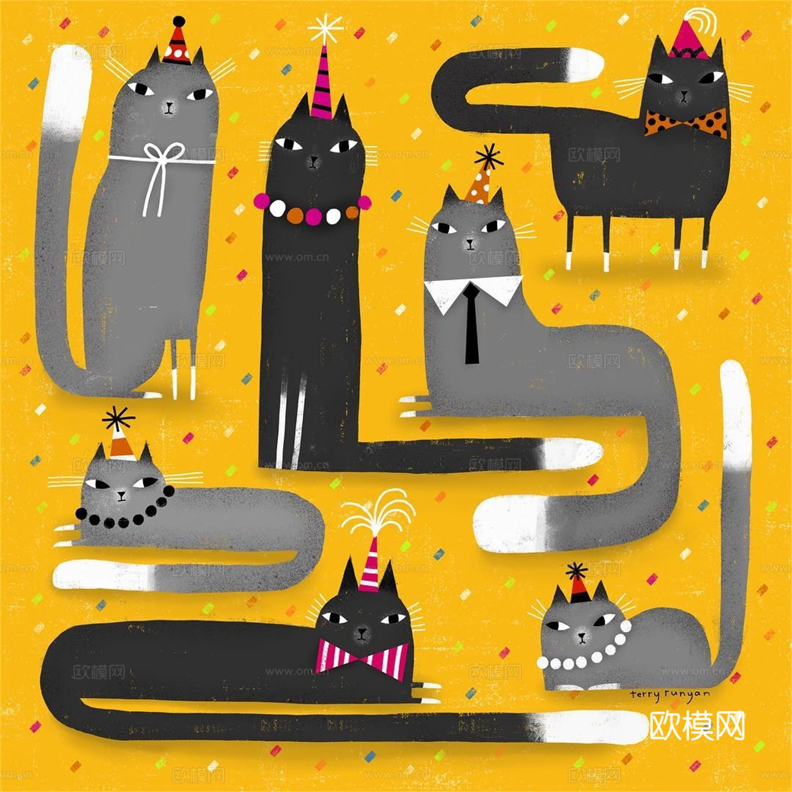 可爱动物手绘，创意童趣插画，猫咪动物插画，治愈系插画，可爱儿