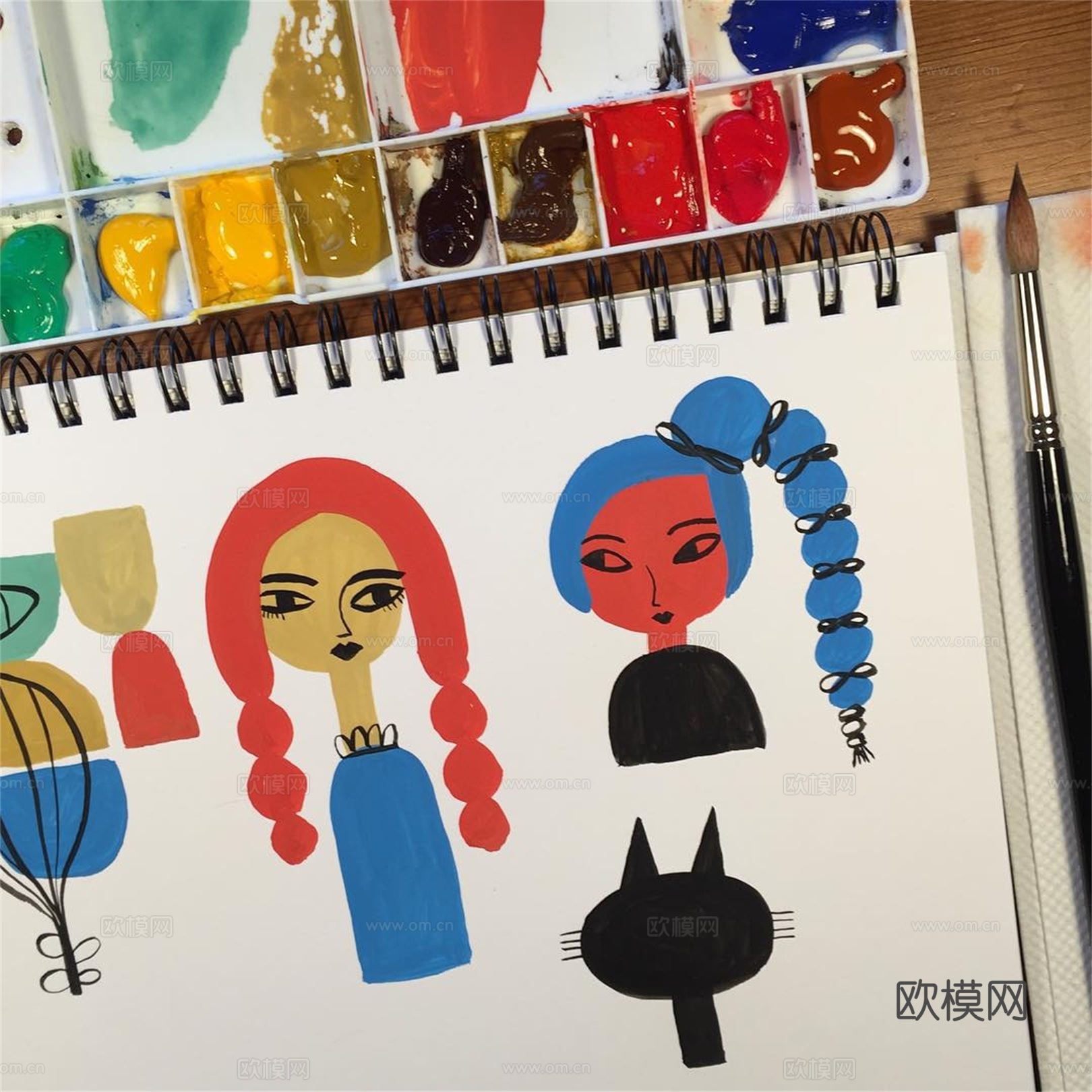 可爱动物手绘创意童趣插画猫咪动物插画治愈系插画可爱儿童插画下载