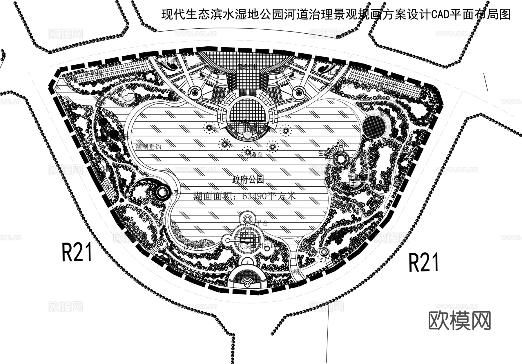公园景观CAD平面布局图cad施工图