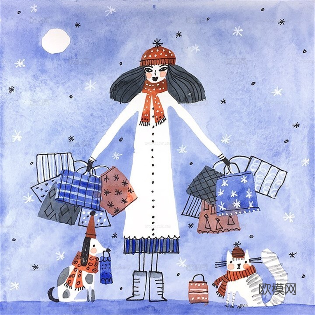 可爱动物手绘，创意童趣插画，猫咪动物插画，治愈系插画，可爱儿