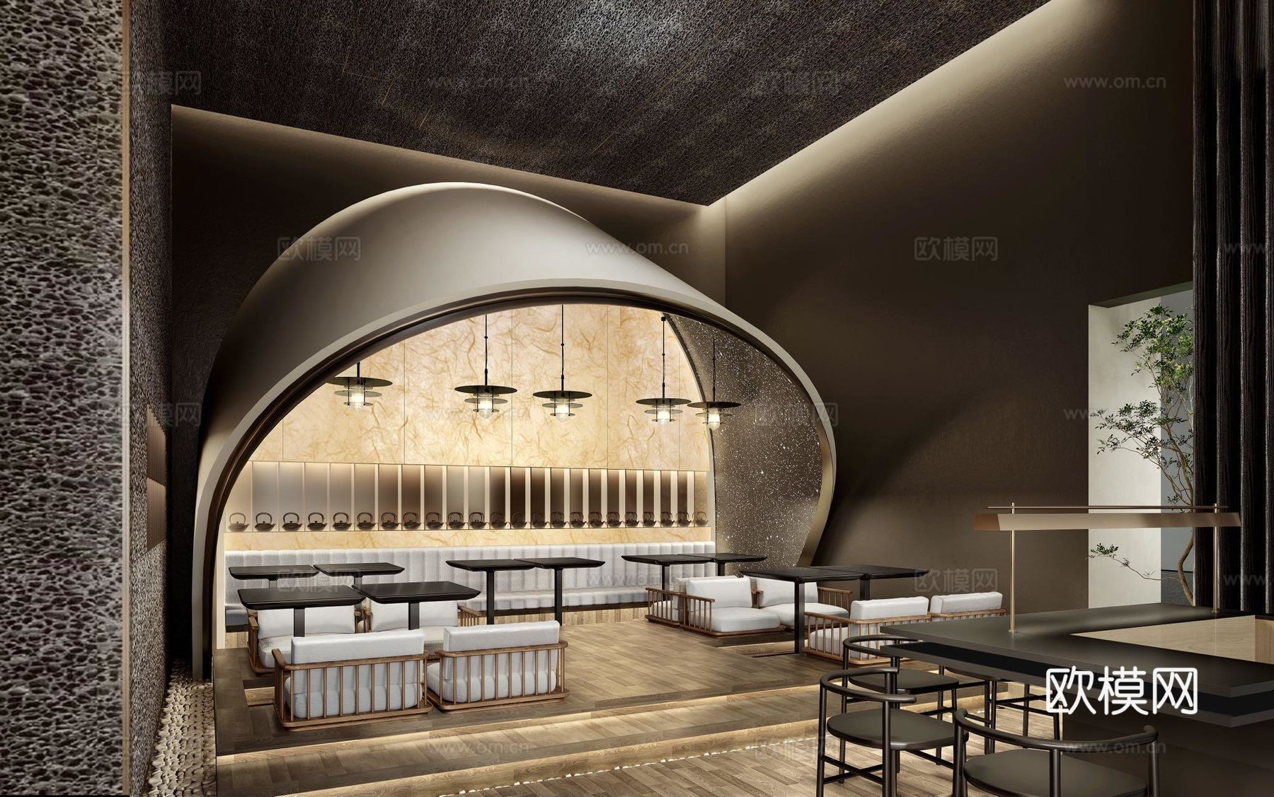 特色寿司店 最新全套施工图 效果图合集cad施工图