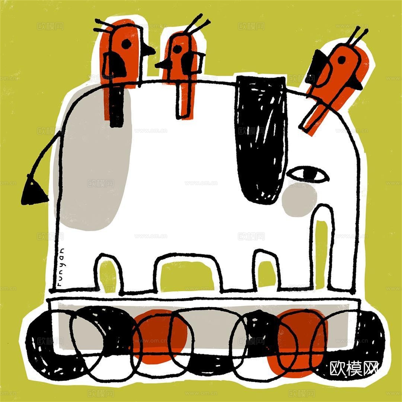 可爱动物手绘创意童趣插画猫咪动物插画治愈系插画可爱儿童插画下载