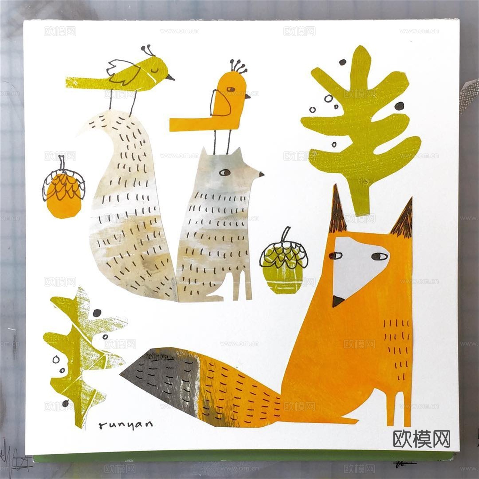 可爱动物手绘创意童趣插画猫咪动物插画治愈系插画可爱儿童插画下载