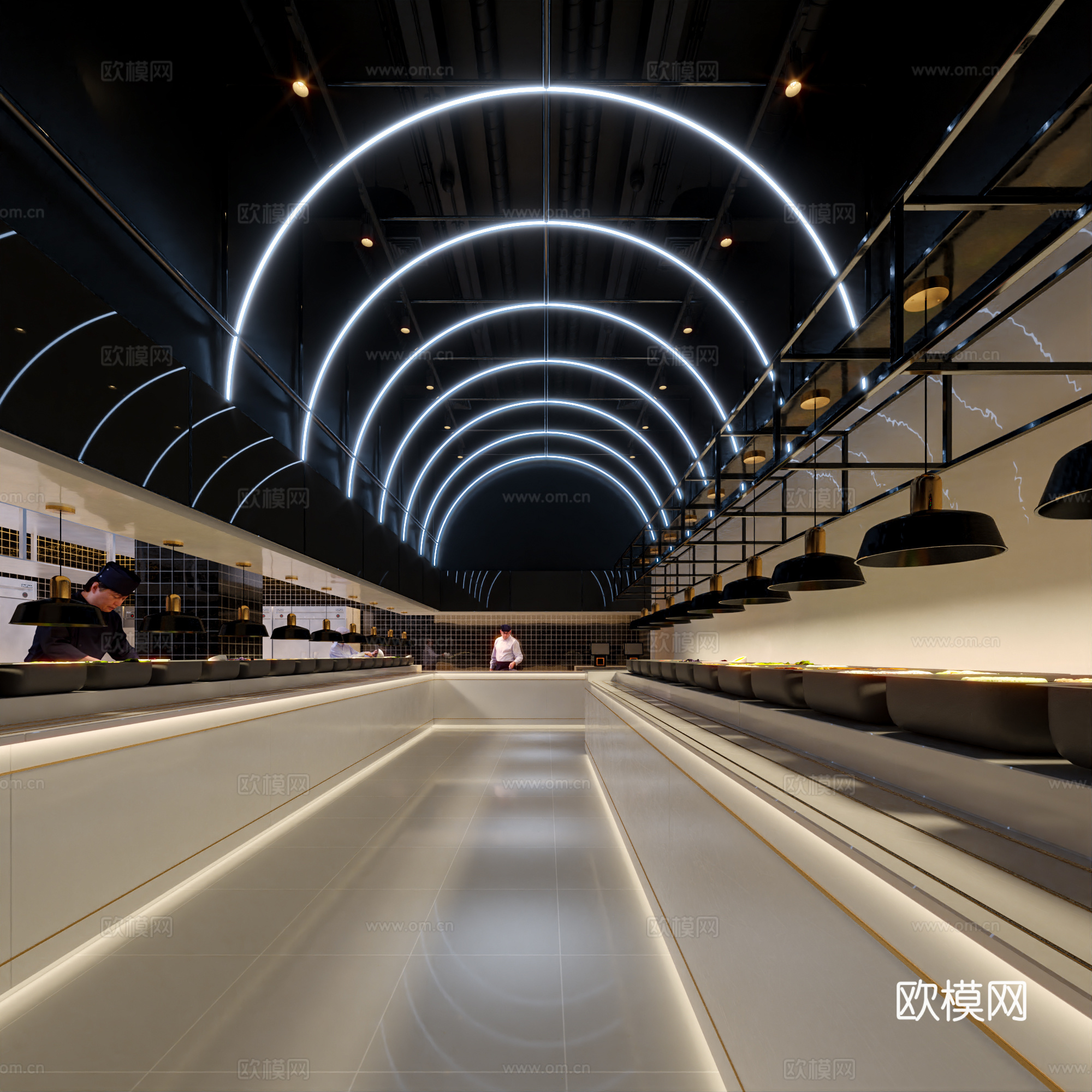 西餐厅 员工餐厅 最新全套施工图 效果图合集cad施工图