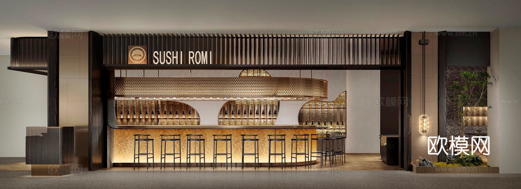 特色寿司店 最新全套施工图 效果图合集cad施工图