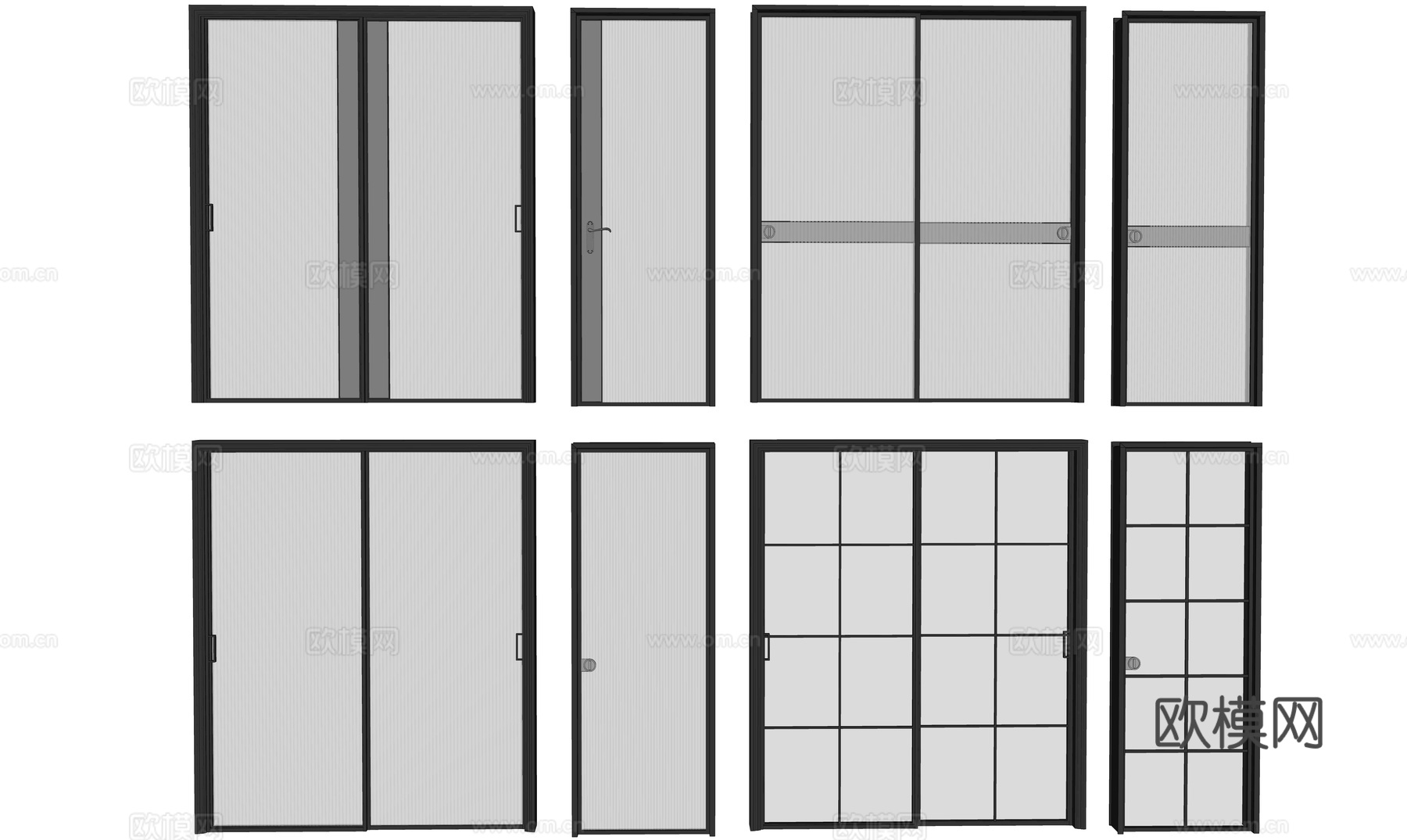 现代单双开玻璃门长虹玻璃普通玻璃su模型