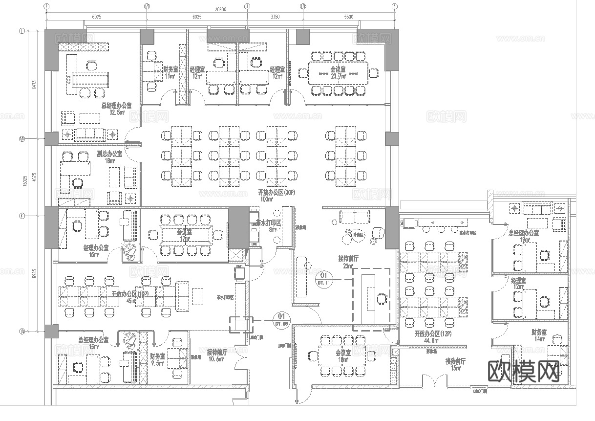 570平办公室 最新全套施工图 效果图合集cad施工图