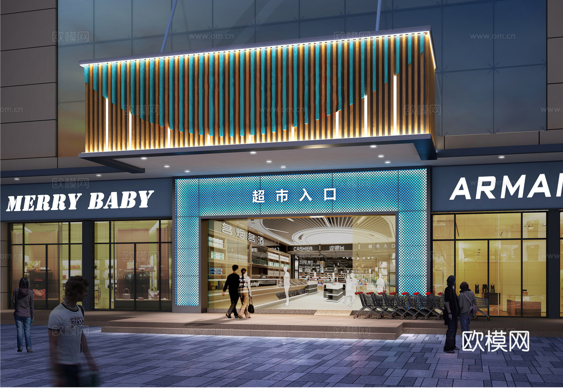 精品百货超市 最新全套施工图 效果图合集cad施工图