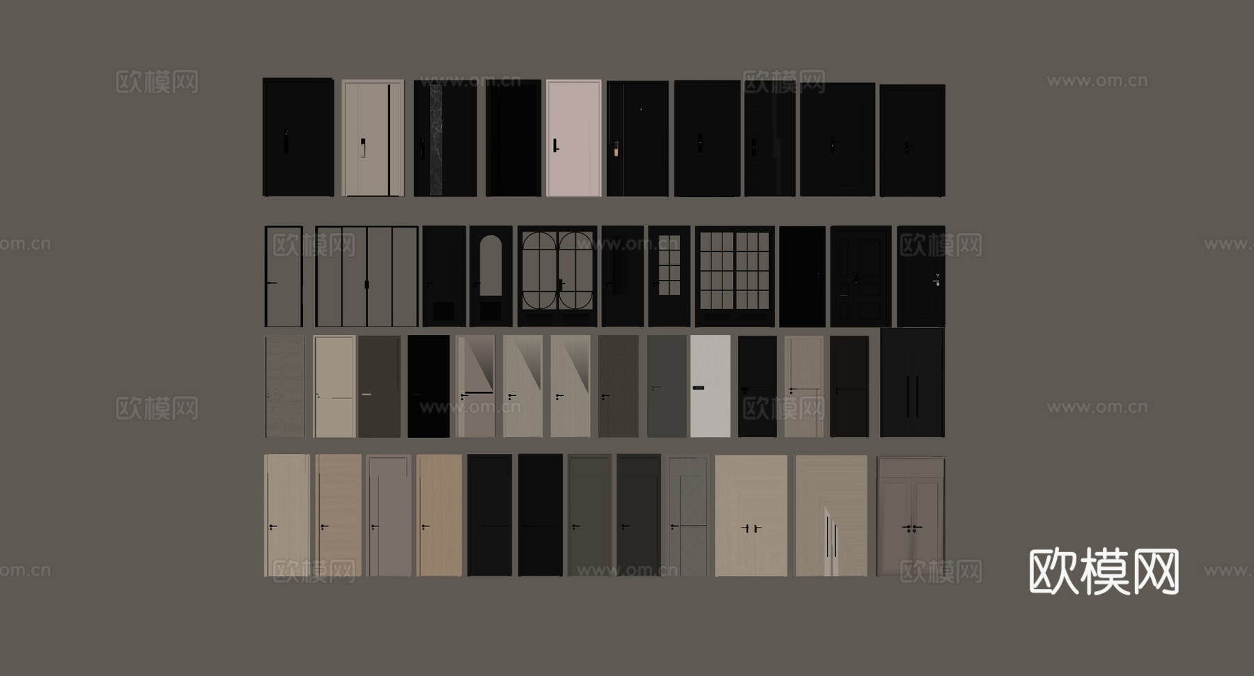 现代简约室内门 平板门 玻璃门 实木门 家装卧室门su模型