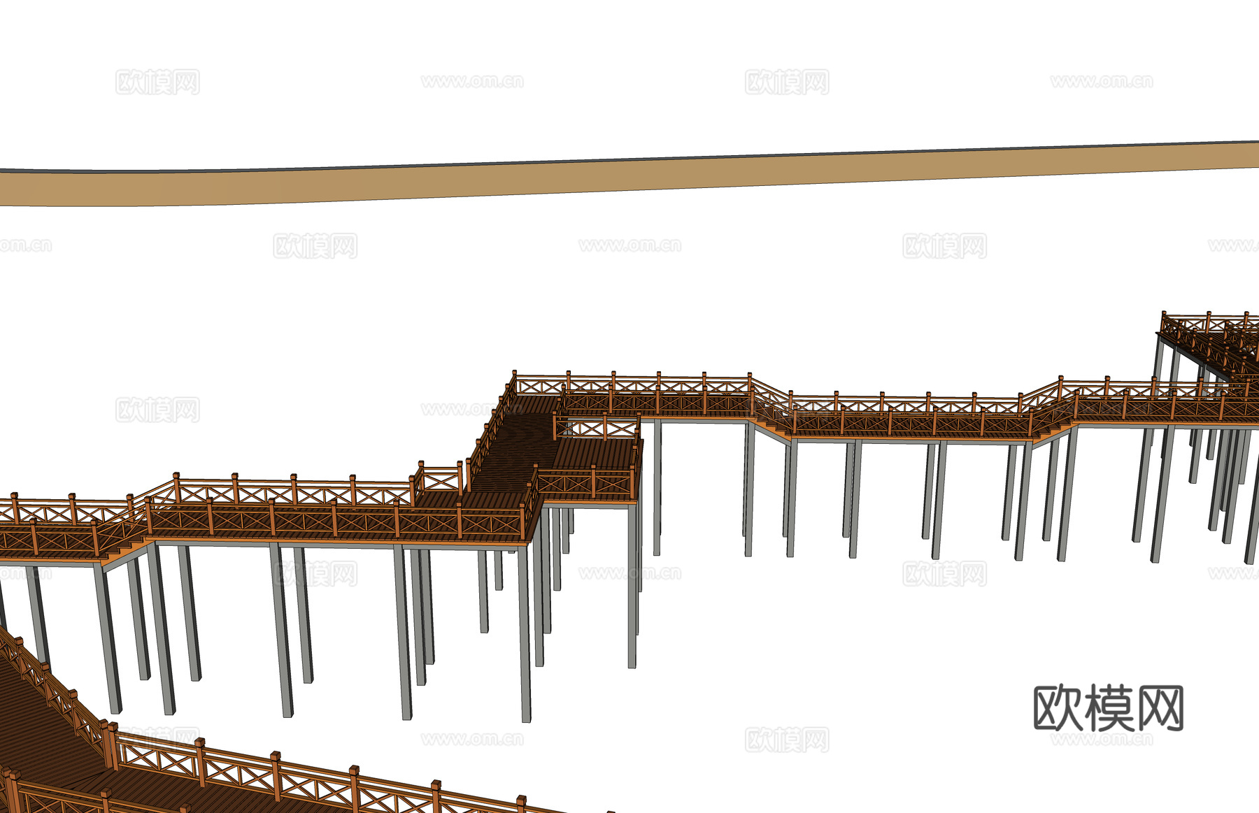 滨水景观 结构桥 亲水平台 桥梁 高架桥 景观桥su模型