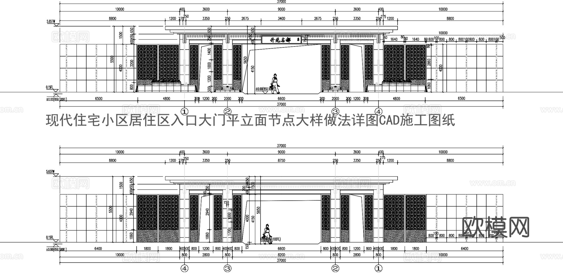 现代住宅大门CAD施工图纸cad施工图