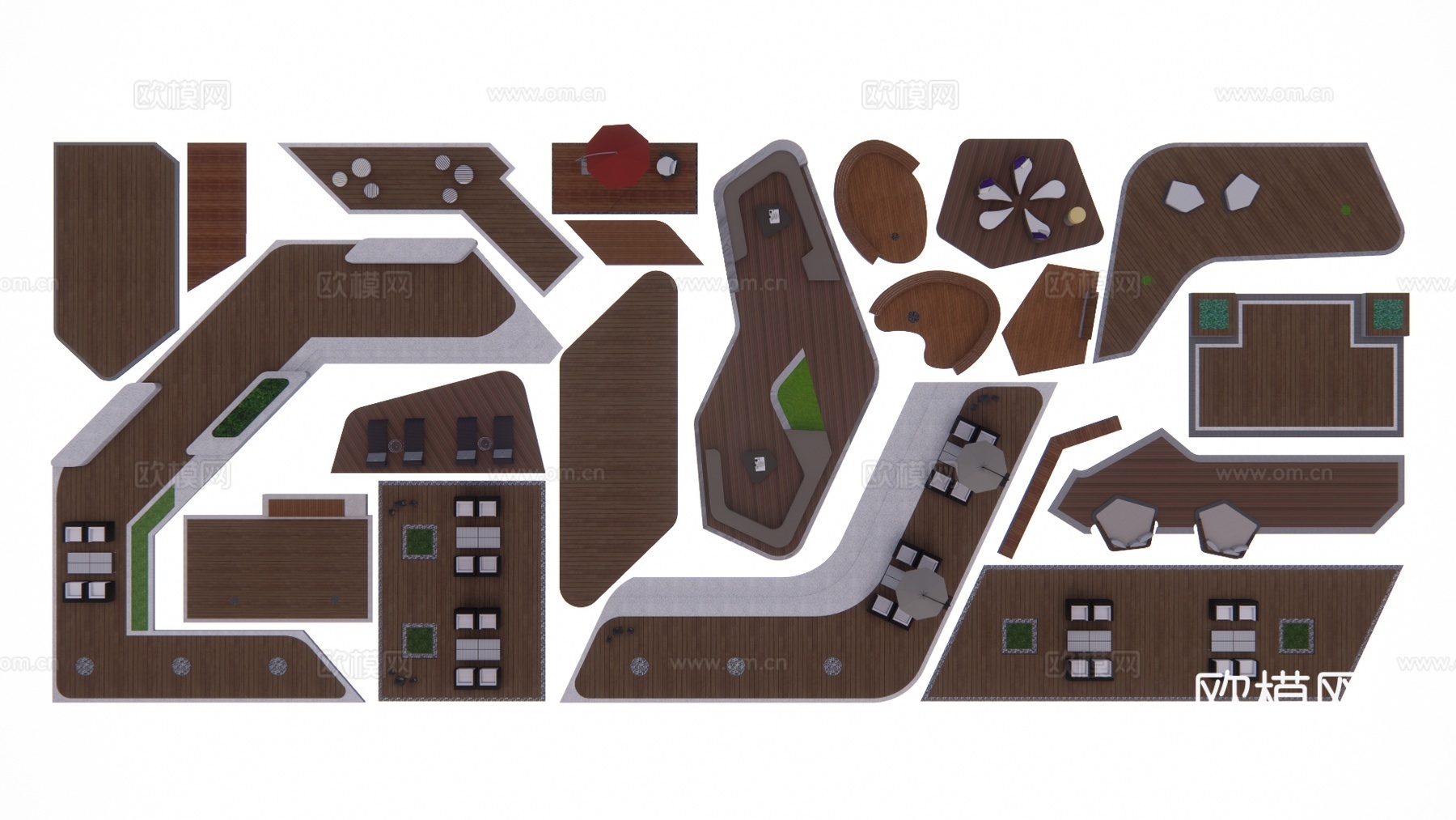 滨水景观 结构桥 亲水平台 桥梁 高架桥 景观桥su模型