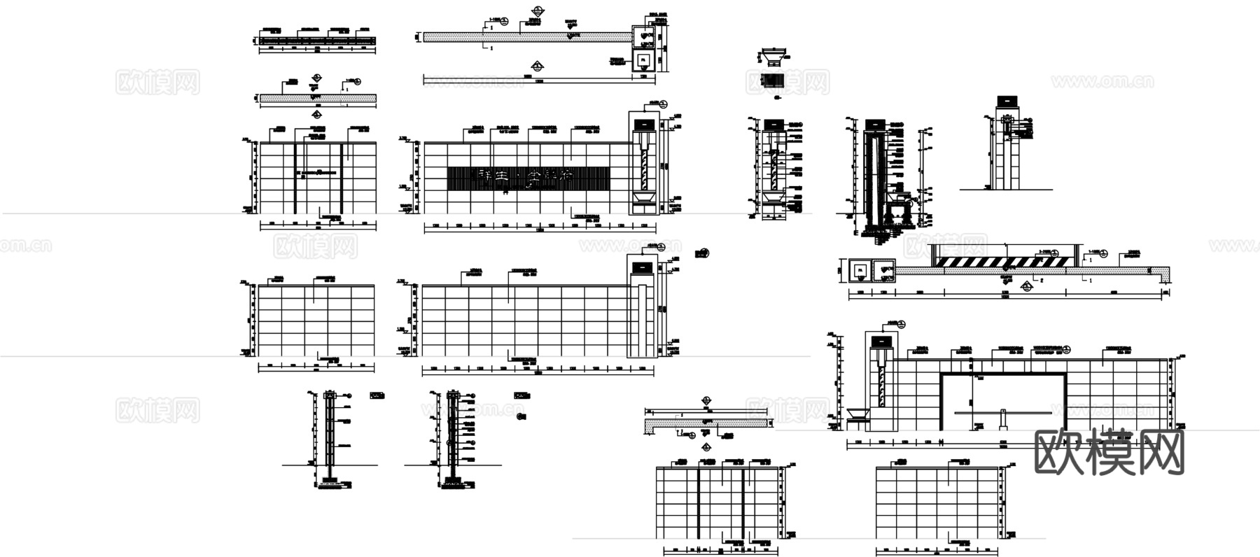 现代住宅大门CAD施工图纸cad施工图