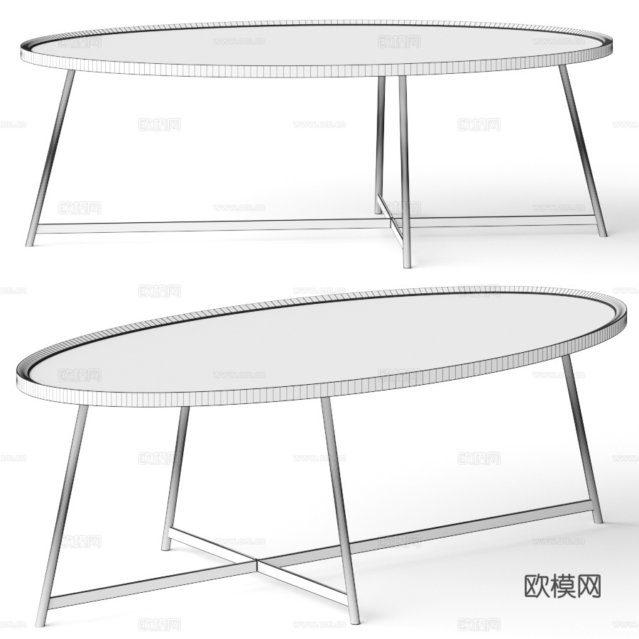 露露与乔治亚·格温斯椭圆咖啡桌3d模型下载（渲染图2）