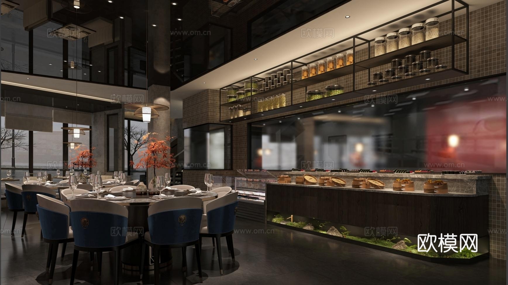 特色中餐厅 最新全套施工图 效果图合集cad施工图