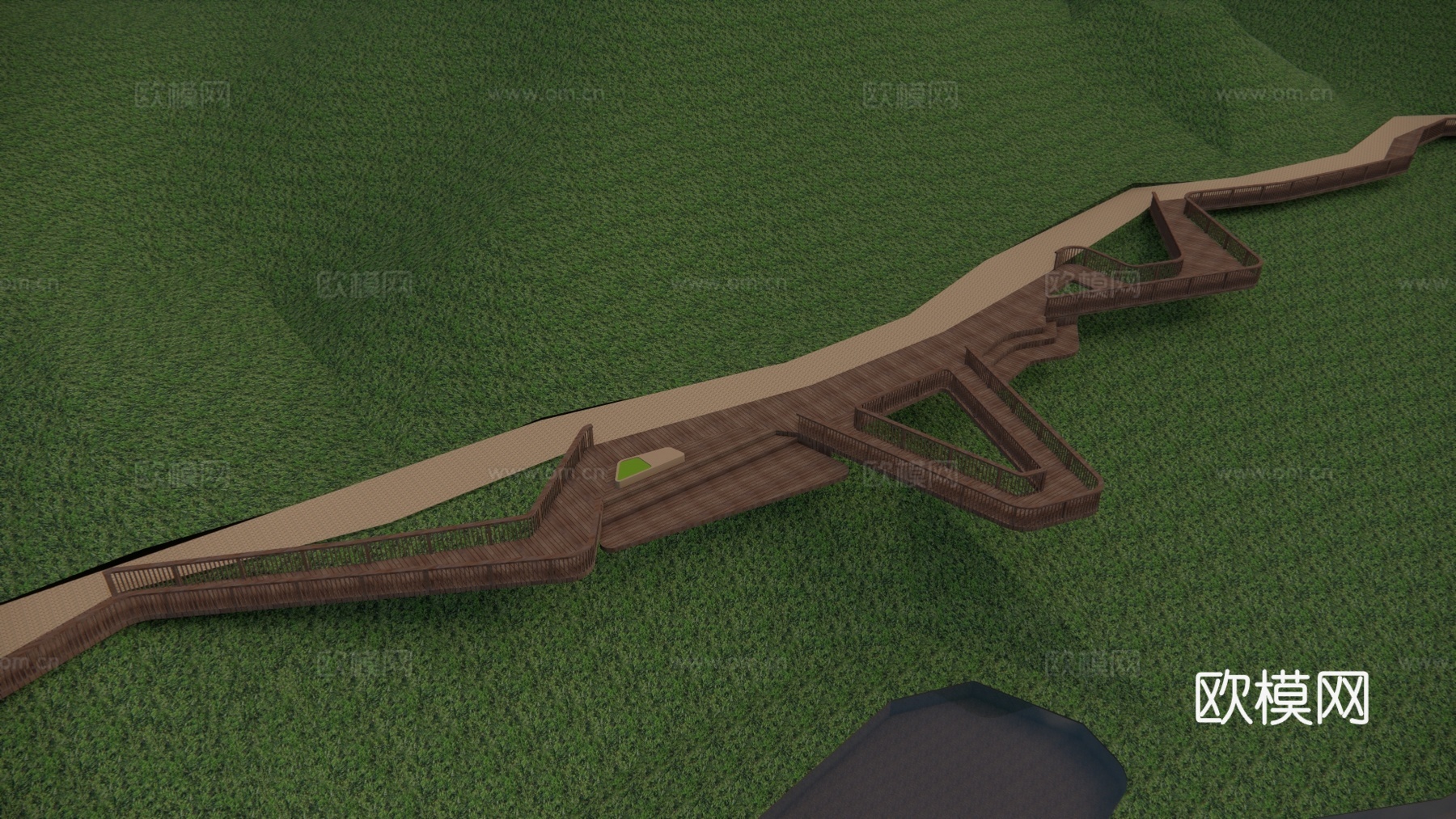 滨水景观 结构桥 亲水平台 桥梁 高架桥 景观桥su模型