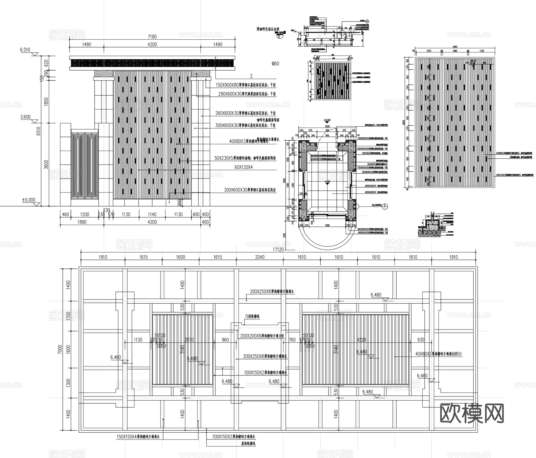 现代住宅大门CAD施工图纸cad施工图