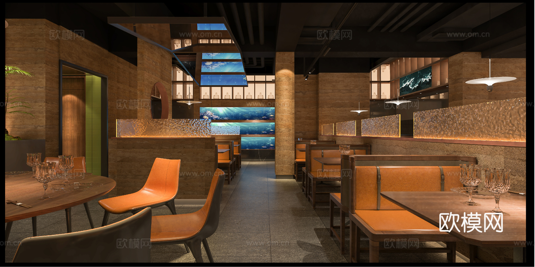 特色餐厅 最新全套施工图 效果图合集cad施工图