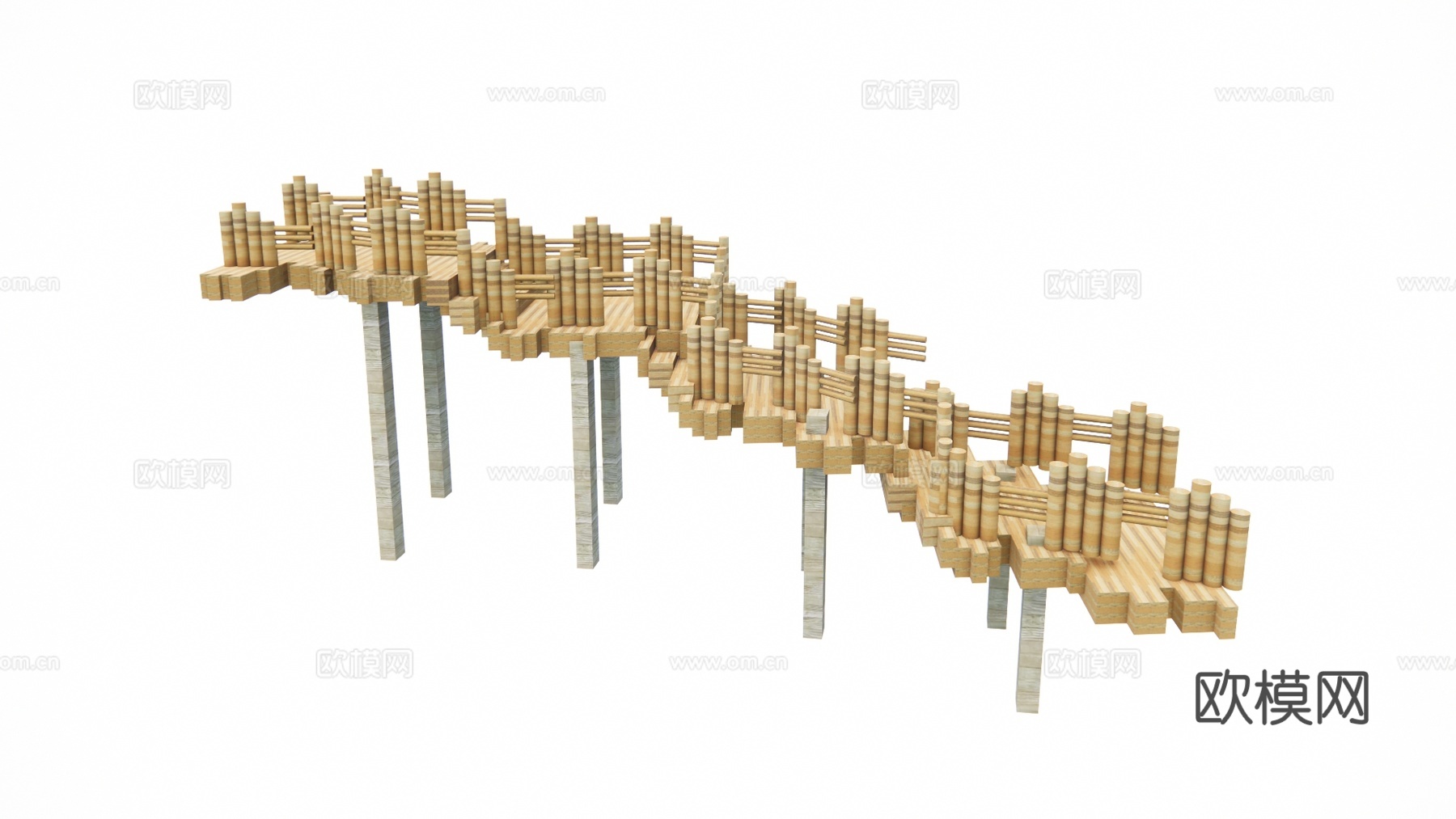 结构桥 高架桥 滨水栈道 木栈道 桥梁su模型