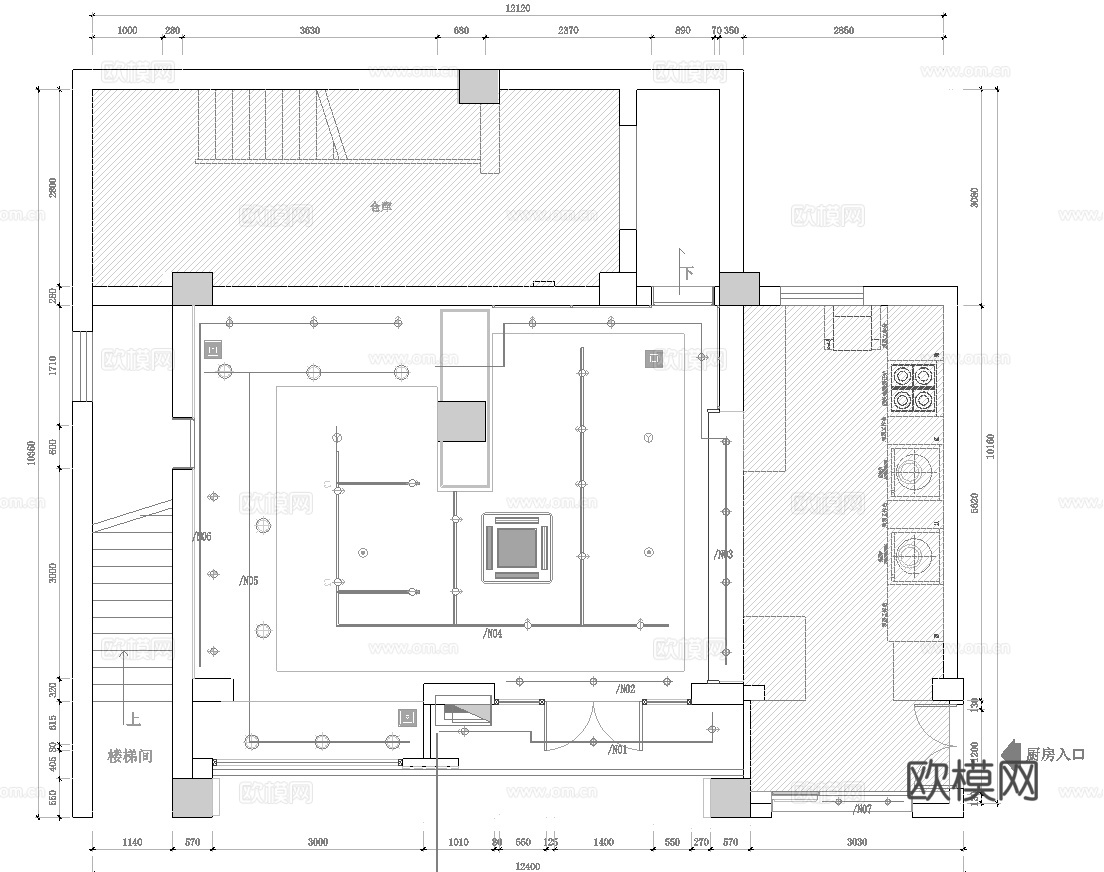 田记热干牛肉面 最新全套施工图 效果图合集cad施工图