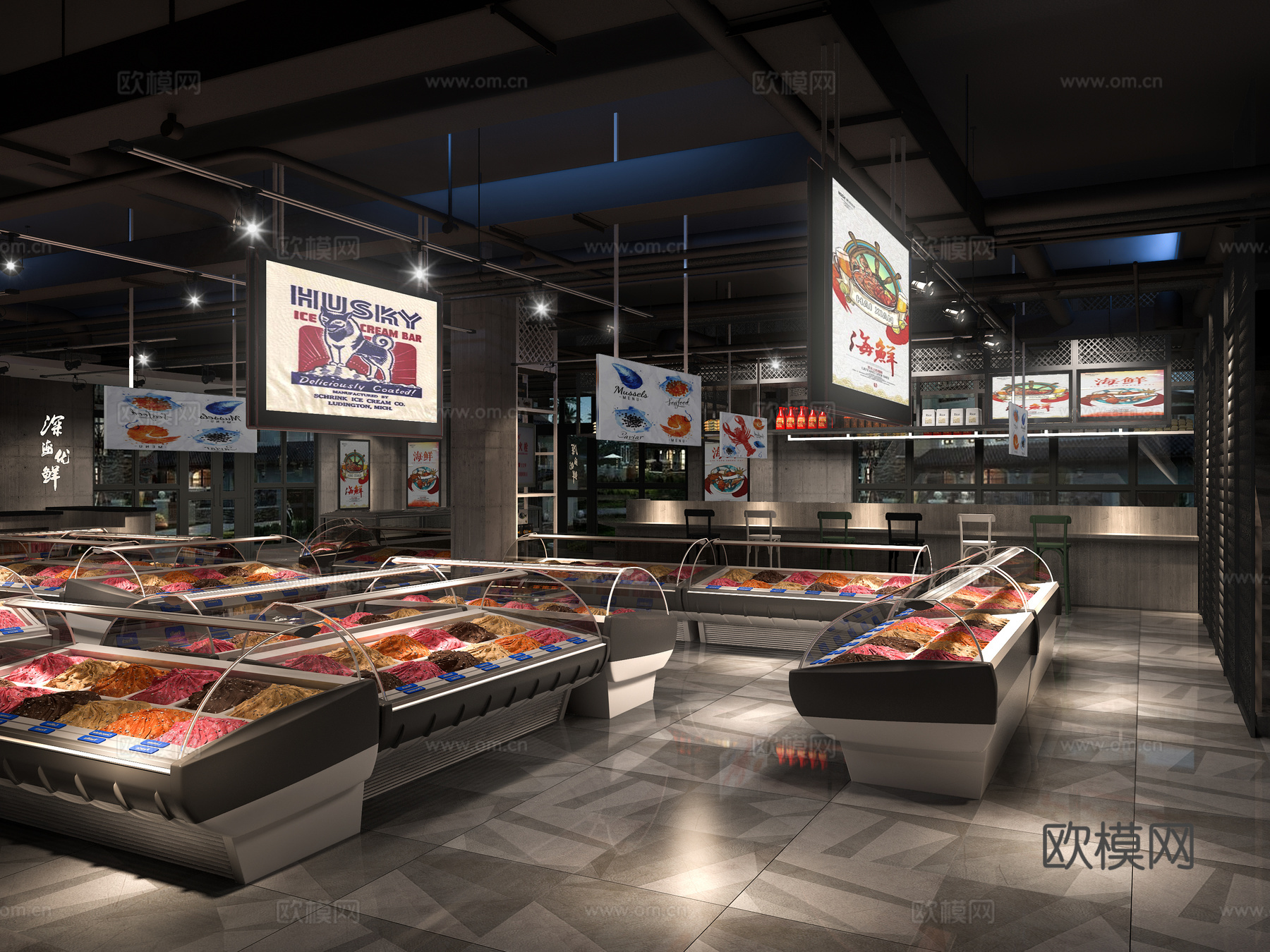 精品百货超市 最新全套施工图 效果图合集cad施工图