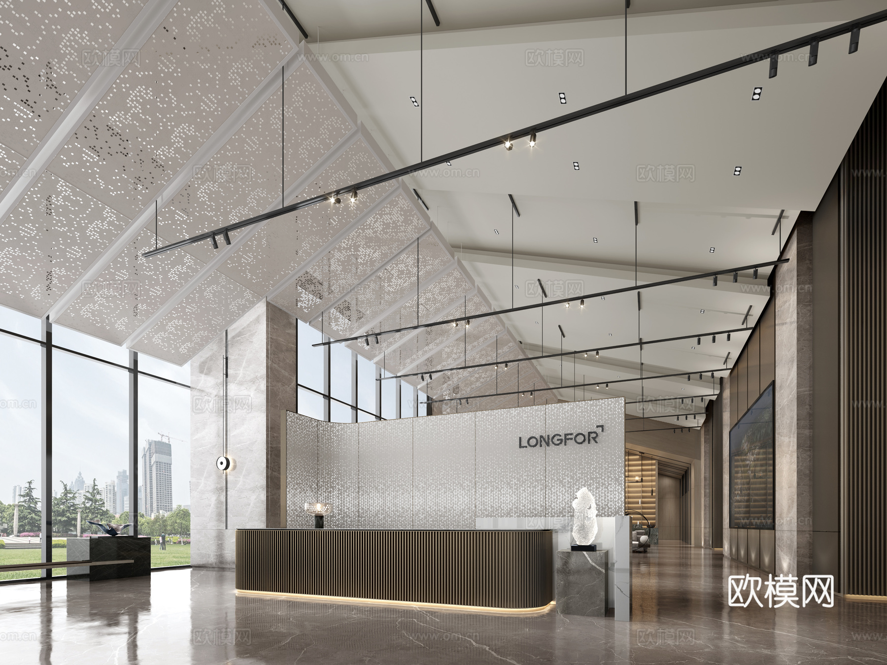 新中式售楼部 最新全套施工图 效果图合集cad施工图