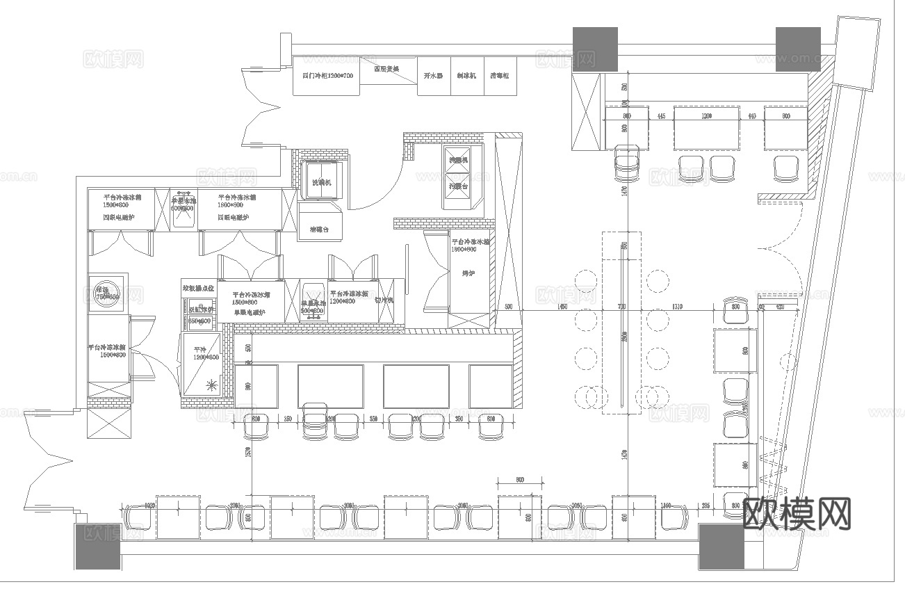 韩式快餐厅 最新全套施工图 效果图合集cad施工图