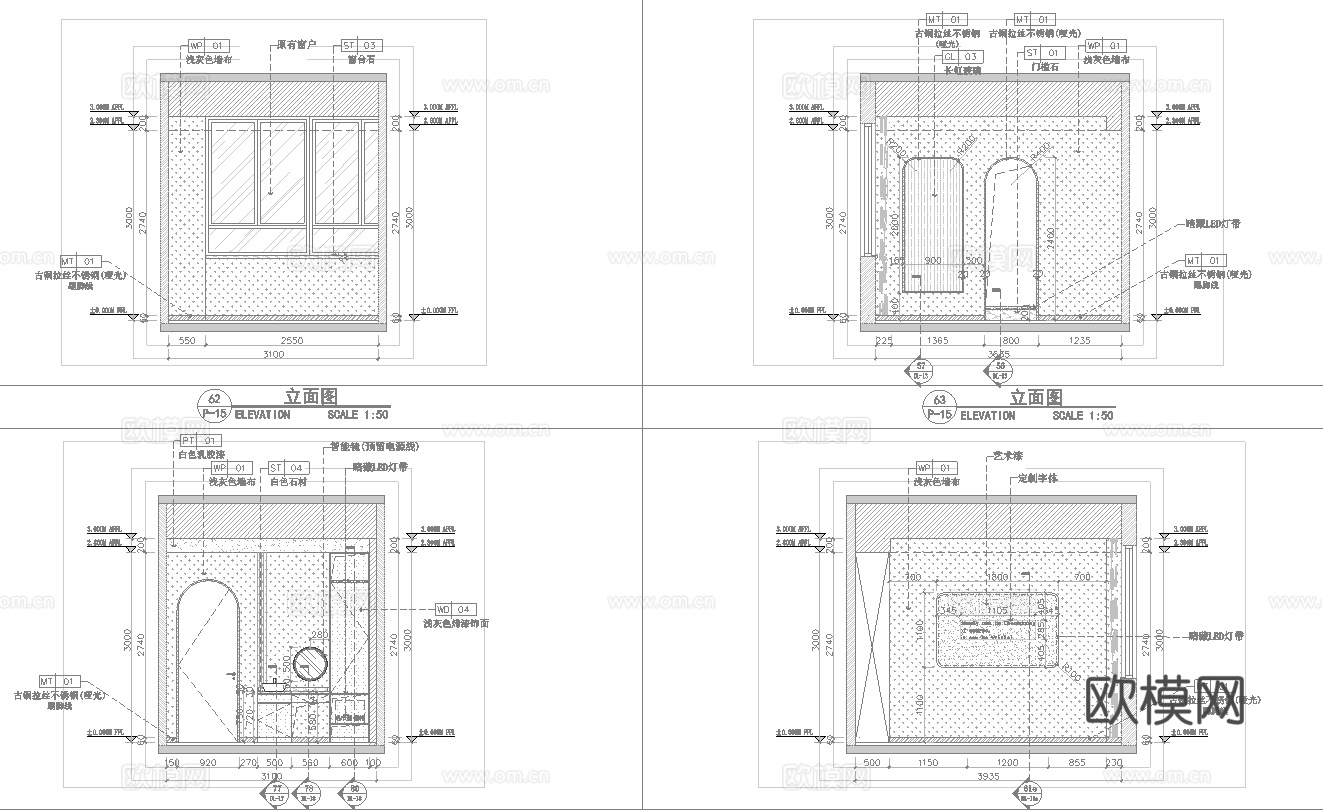 医疗美容会所 最新全套施工图 效果图合集cad施工图