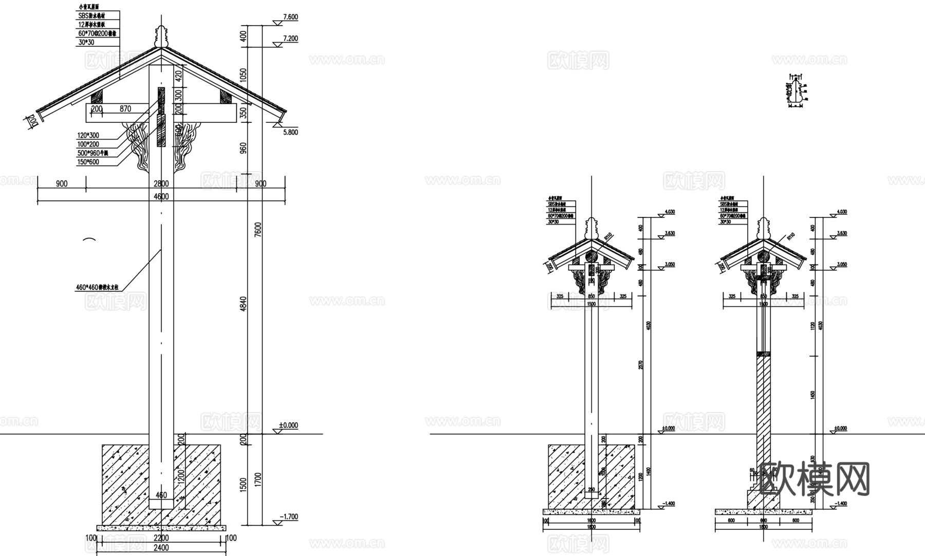 木院门施工图cad施工图