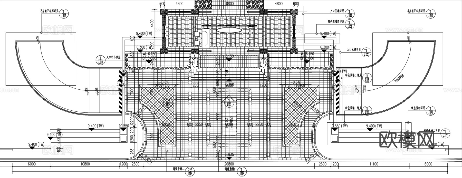 现代住宅大门CAD施工图纸cad施工图