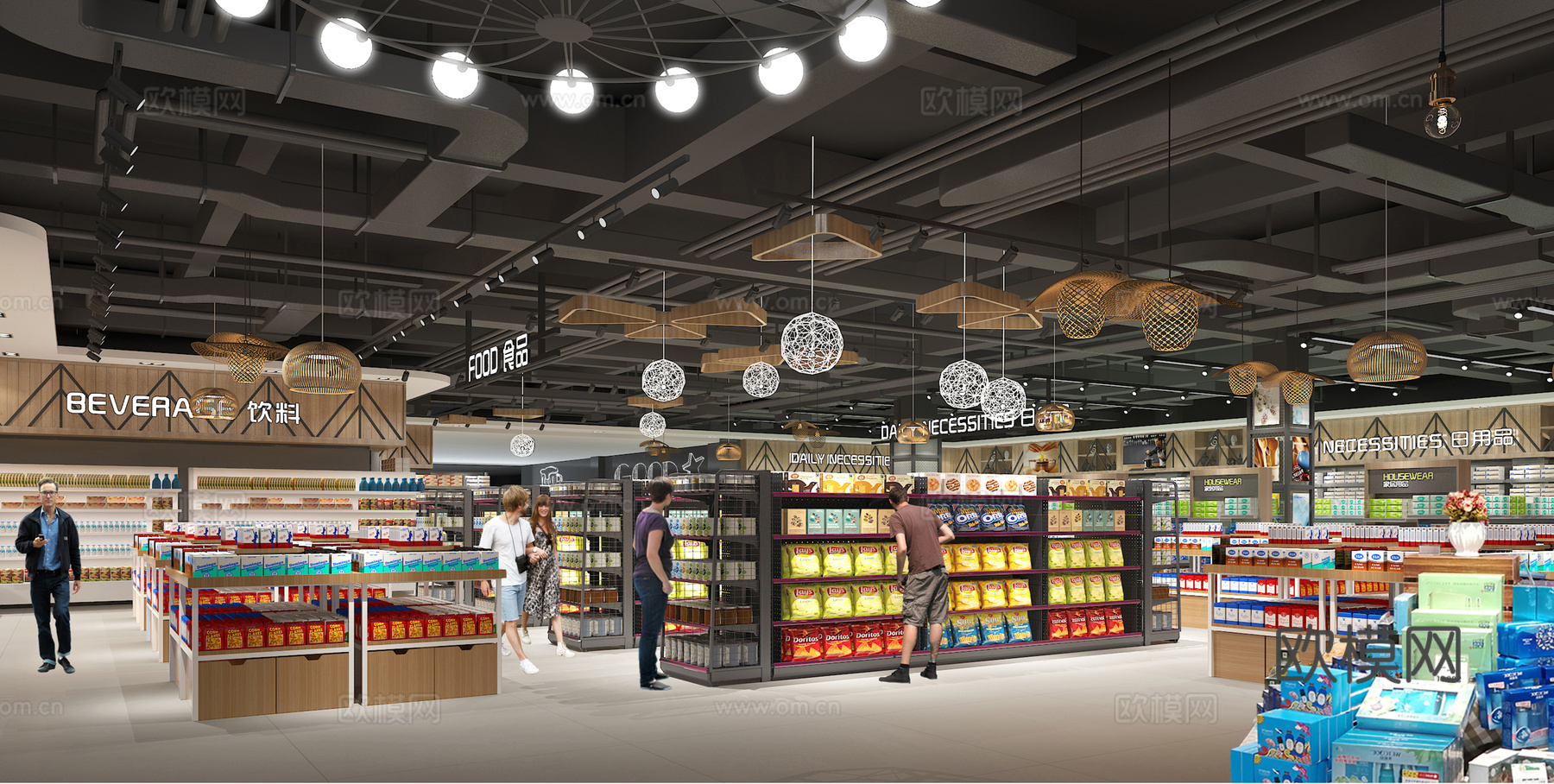 精品百货超市 最新全套施工图 效果图合集cad施工图