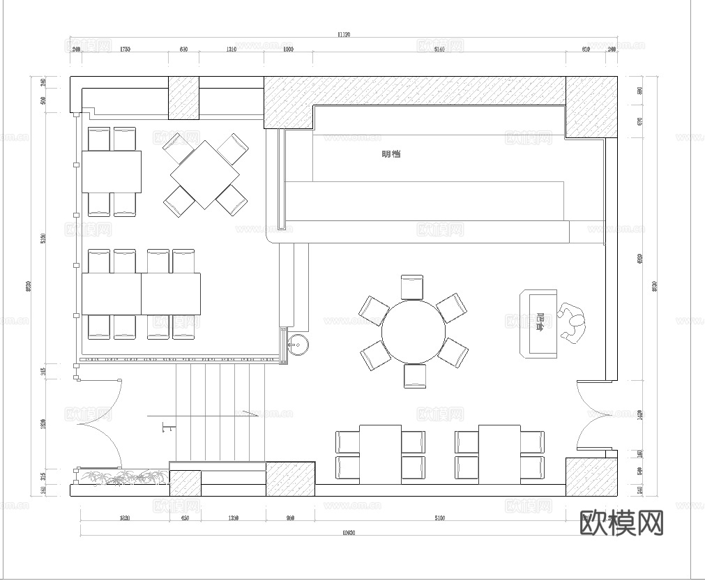 小龙虾快餐厅 最新全套施工图 效果图合集cad施工图