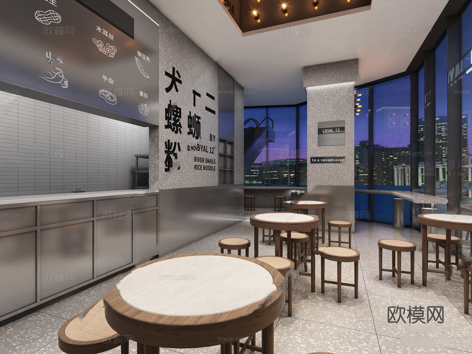 螺蛳粉快餐厅 最新全套施工图 效果图合集cad施工图