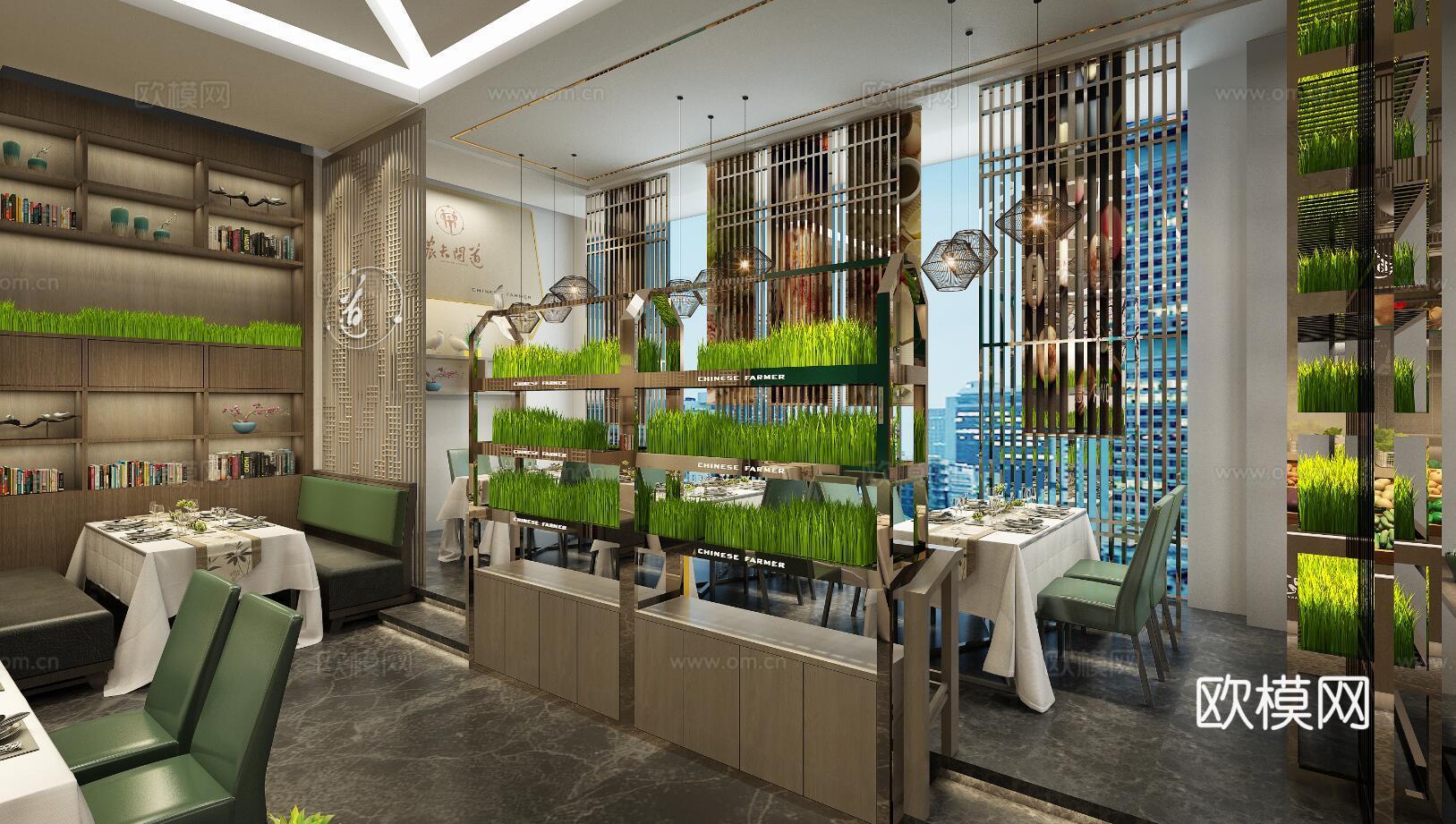 生态餐厅 最新全套施工图 效果图合集cad施工图