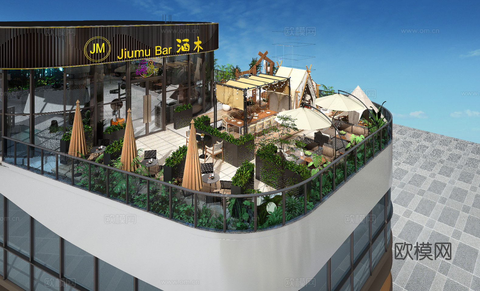 露营风清吧 最新全套施工图 效果图合集cad施工图