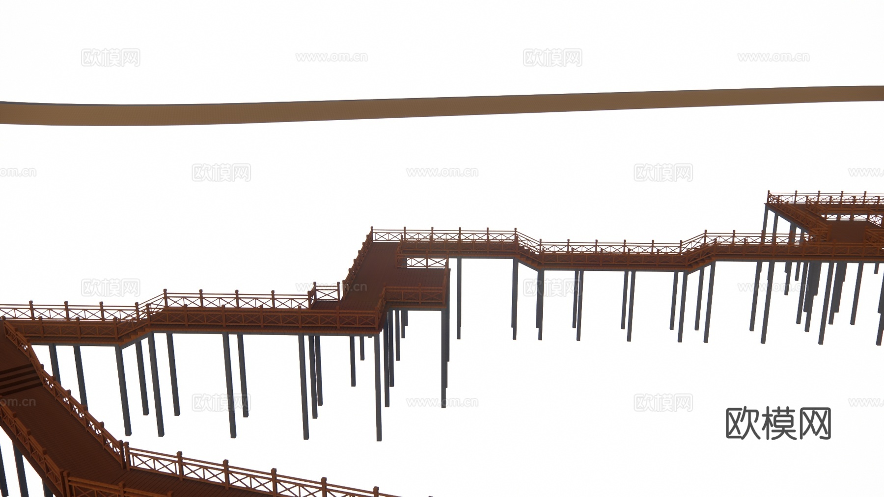 滨水景观 结构桥 亲水平台 桥梁 高架桥 景观桥su模型