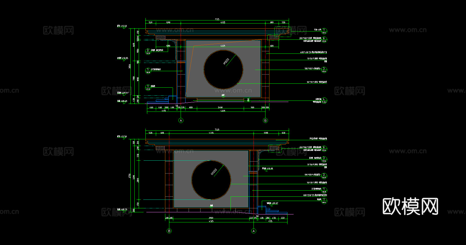 现代住宅大门CAD施工图纸cad施工图