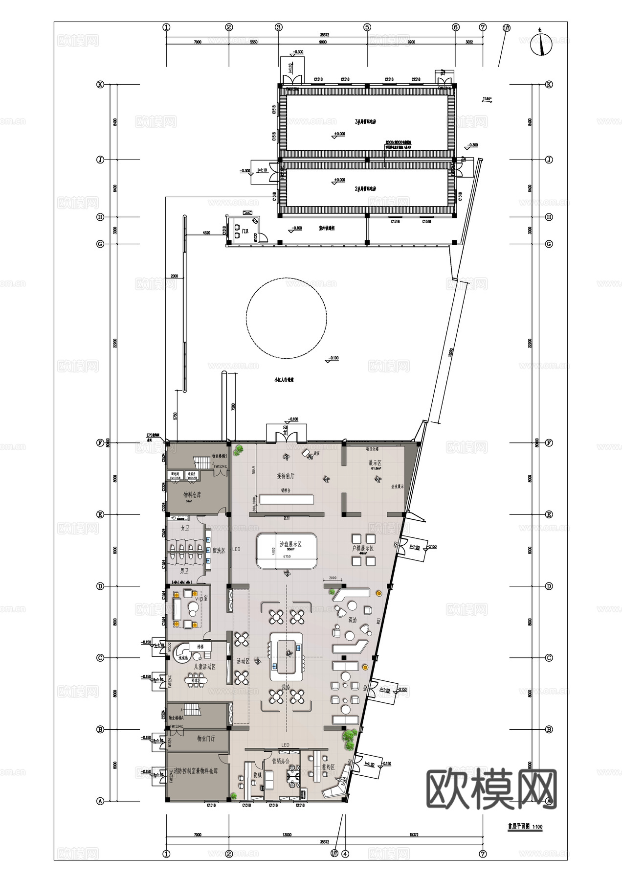 轻奢售楼部 最新全套施工图 效果图合集cad施工图