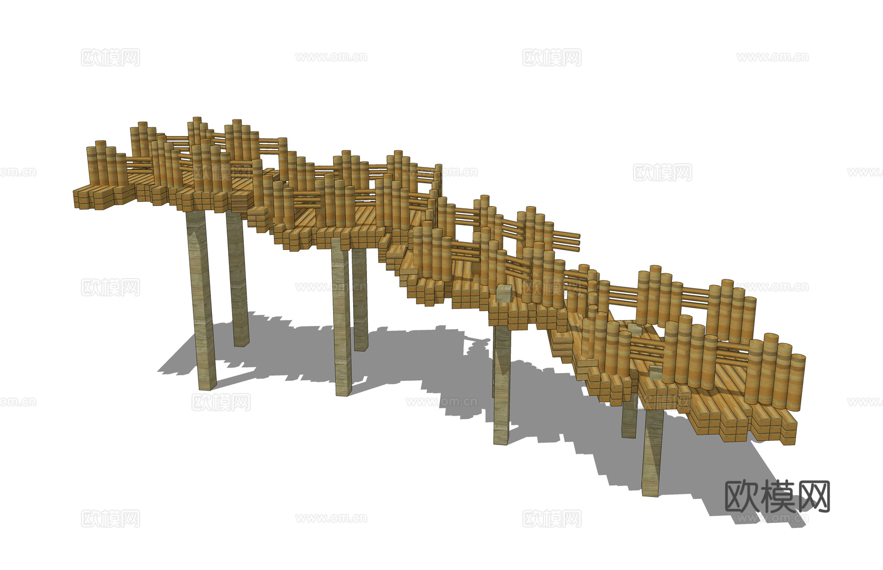 结构桥 高架桥 滨水栈道 木栈道 桥梁su模型