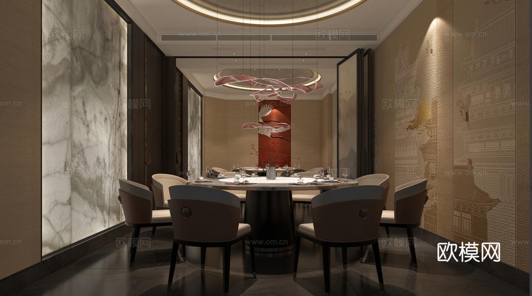 特色中餐厅 最新全套施工图 效果图合集cad施工图