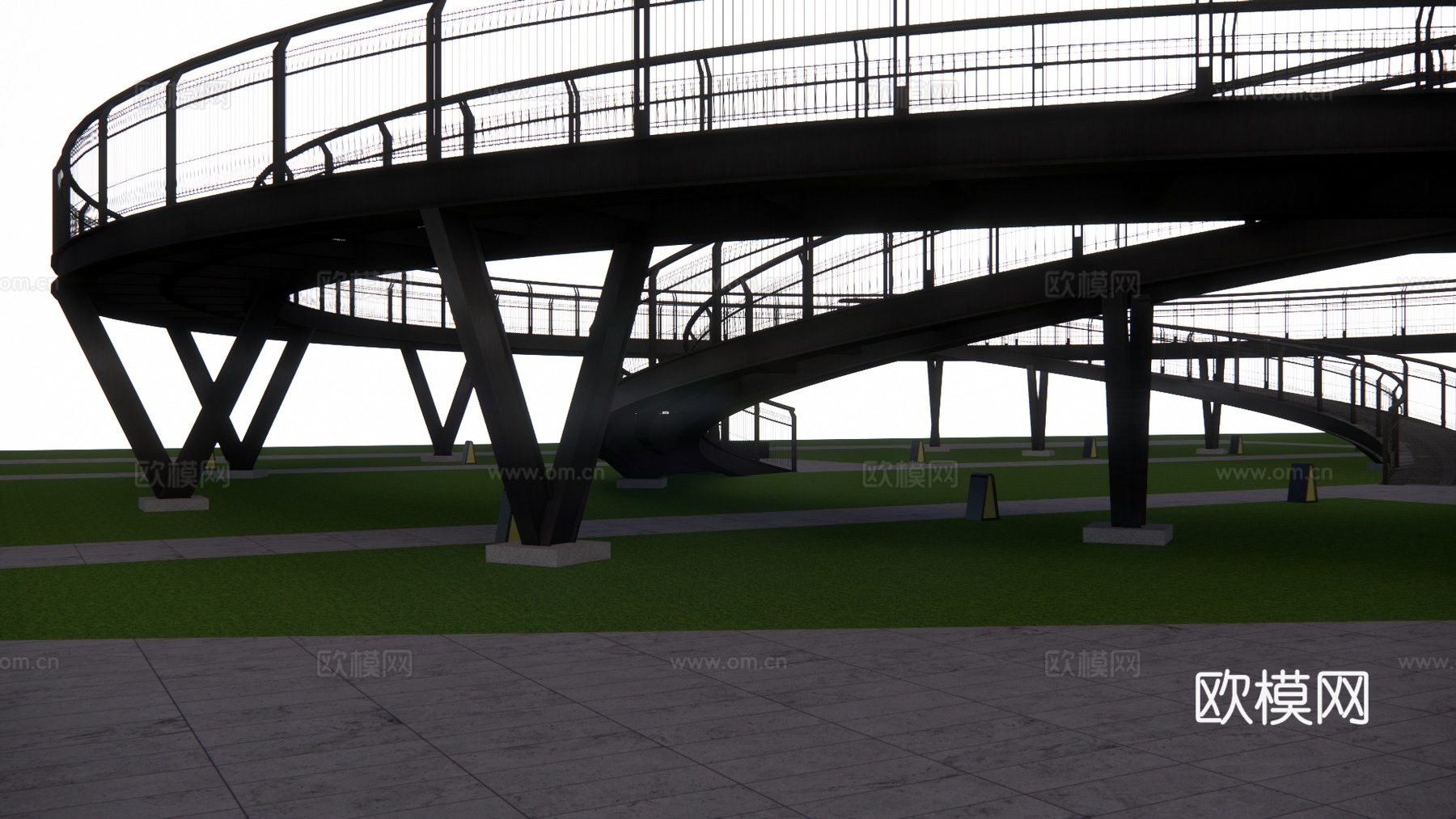 滨水景观 结构桥 亲水平台 桥梁 高架桥 景观桥su模型