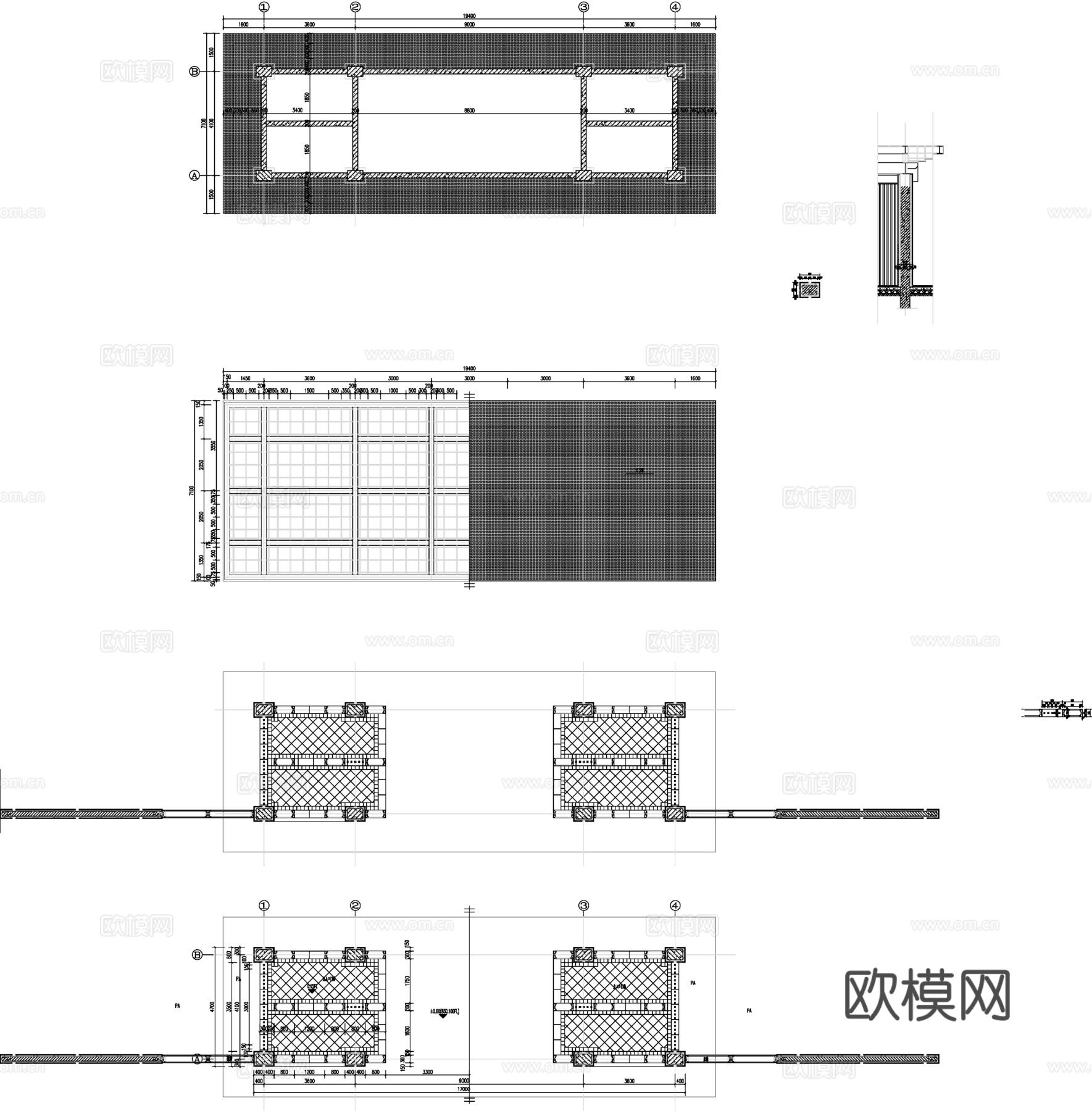 现代住宅大门CAD施工图纸cad施工图