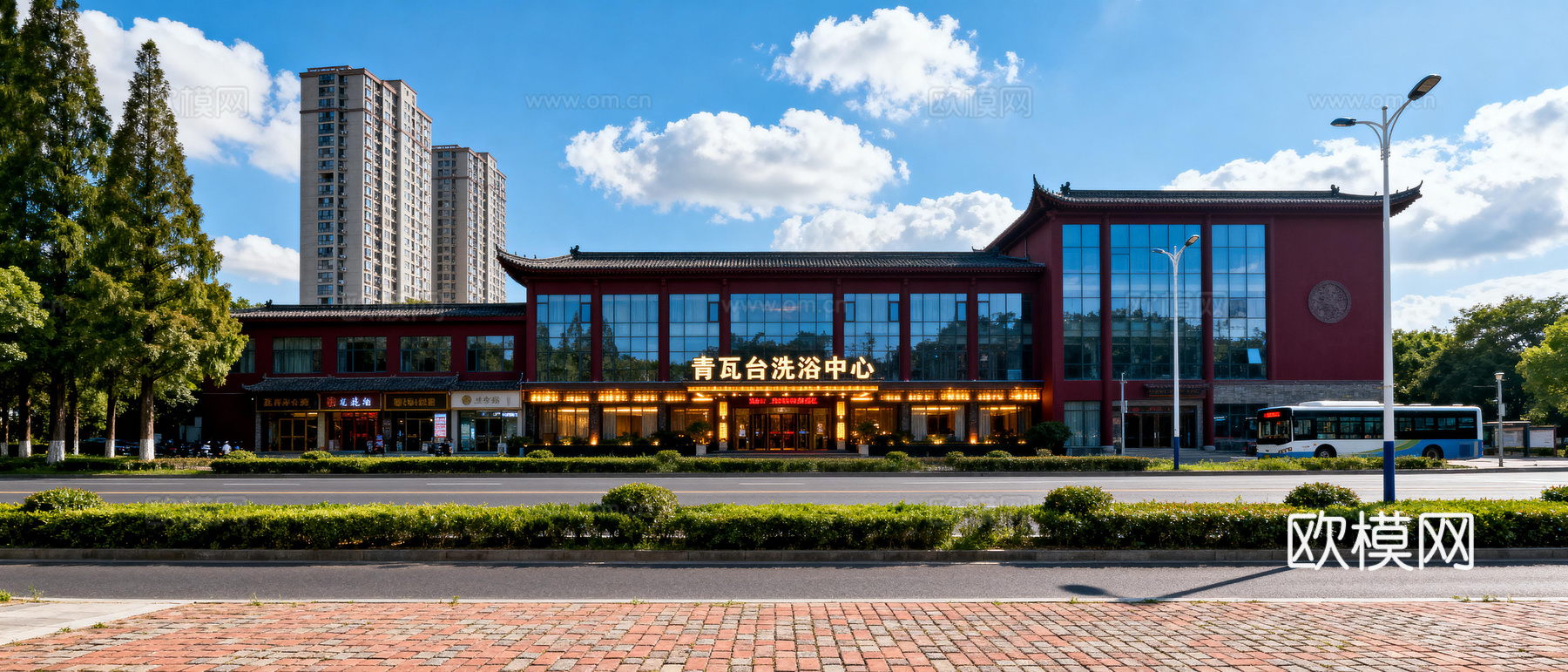 现代街景 街道 大街 门面房窗景