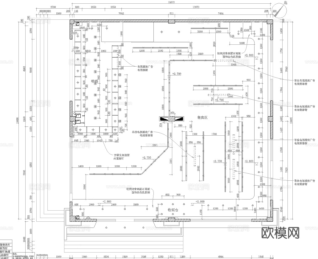 精品百货超市 最新全套施工图 效果图合集cad施工图