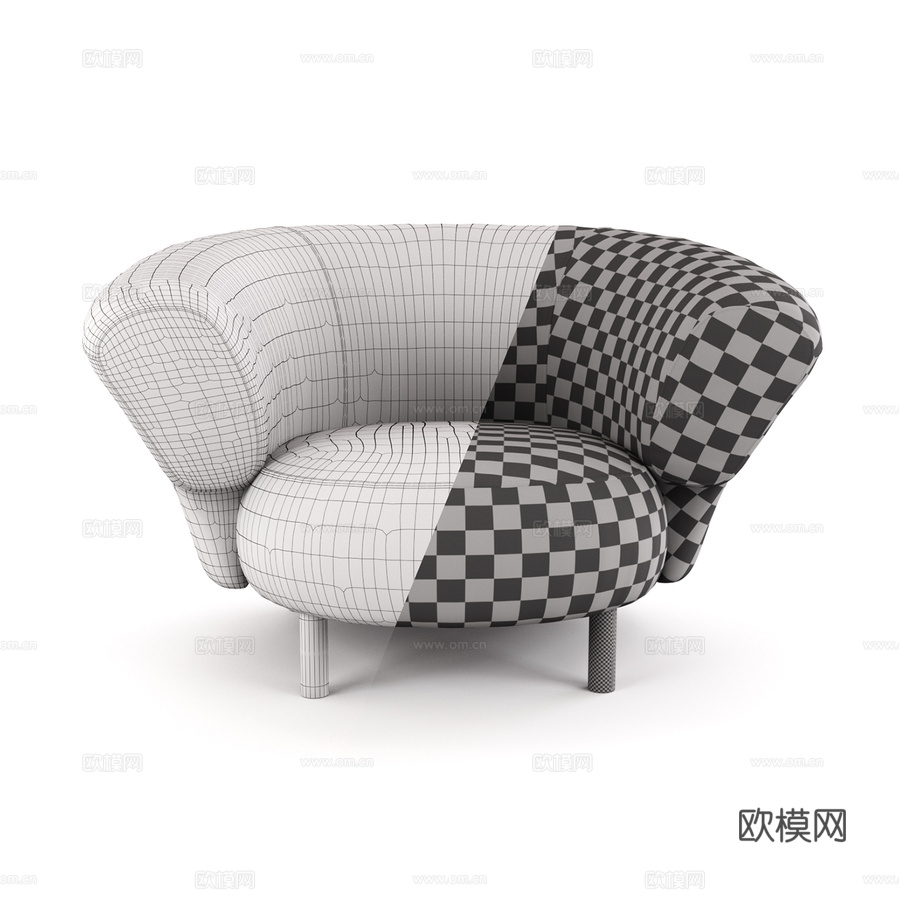 半圆扶手椅ANA扶手椅3d模型下载（渲染图4）