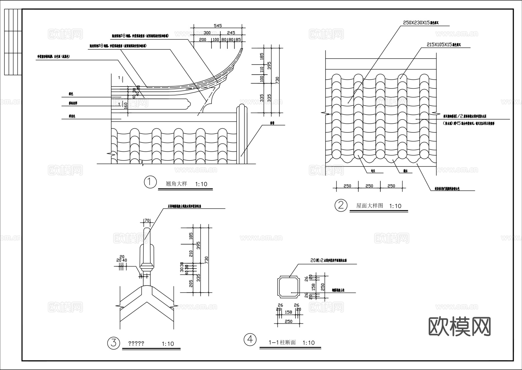 仿古垂花门cad施工图