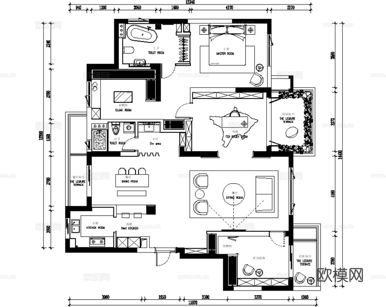 8套无主灯设计样板间大平层别墅CAD施工图效果图实景图cad施工图cad施工图
