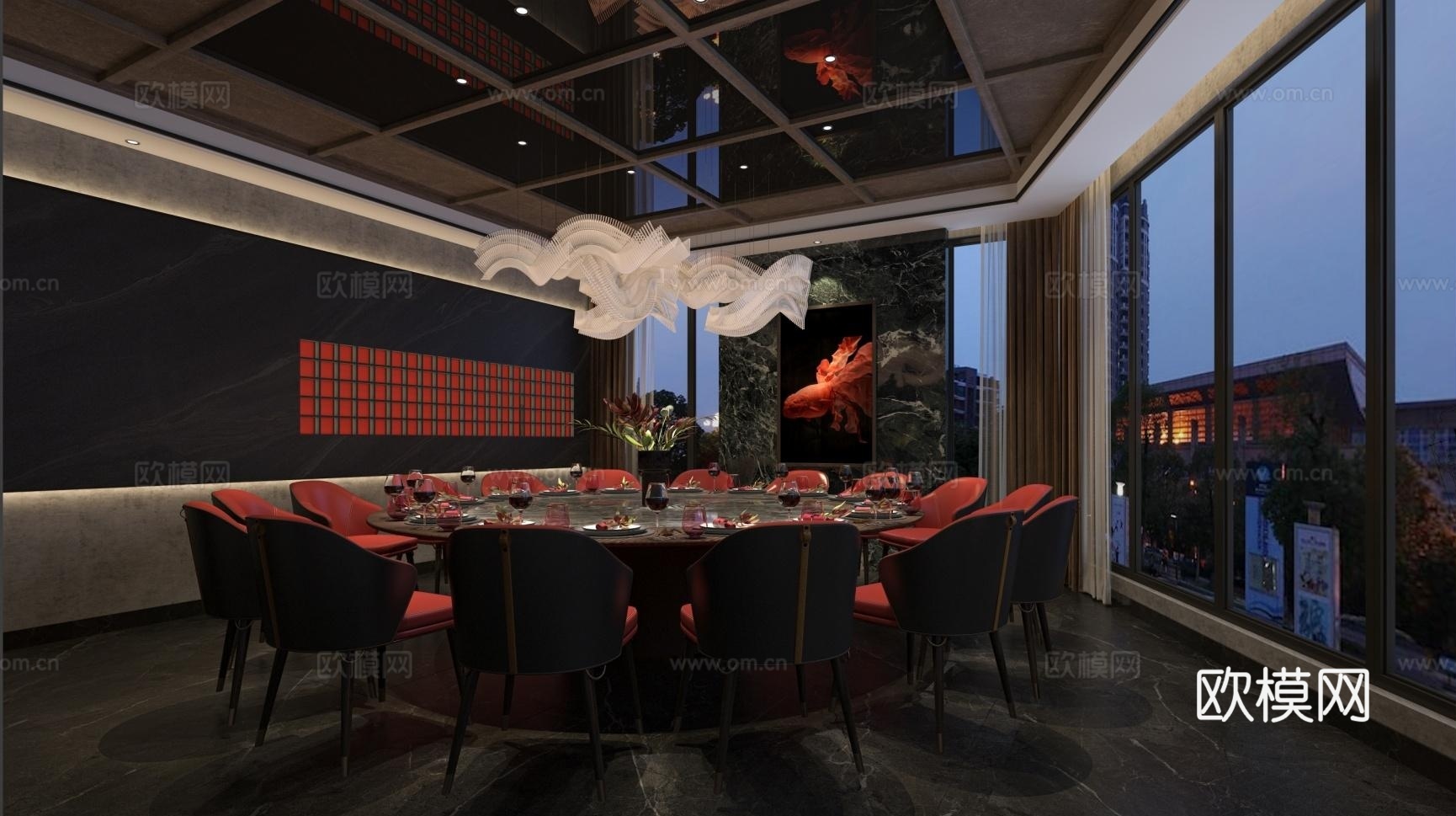 特色中餐厅 最新全套施工图 效果图合集cad施工图